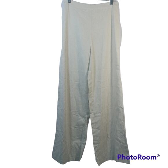 Faeriesty Linen Blend Wide Leg Pants Natural Vacation Lagnlook Size M - Picture 1 of 8
